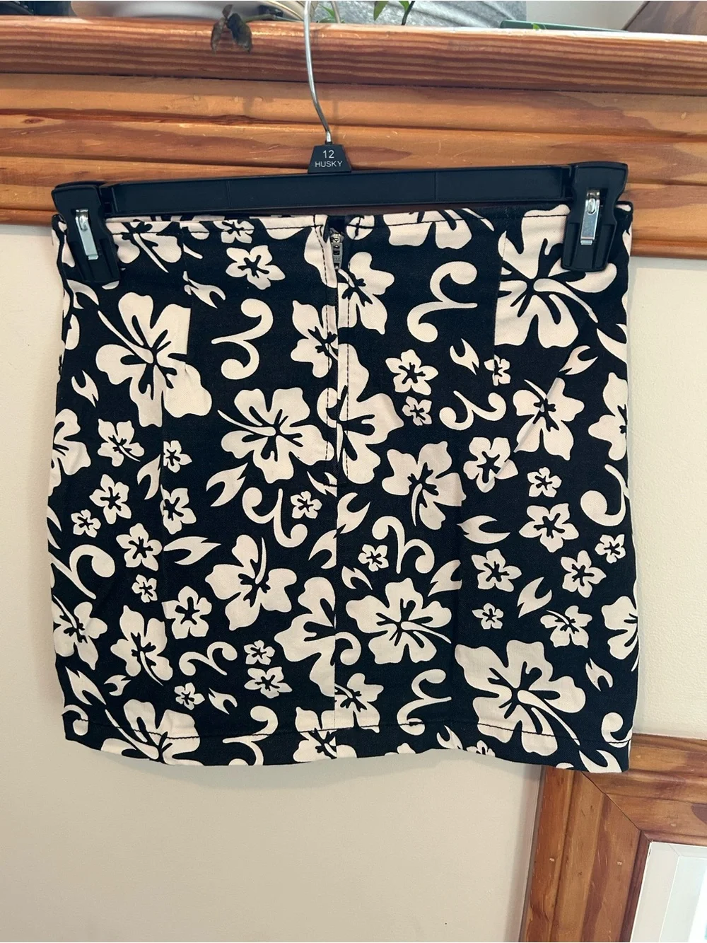 Black & White Floral Mini Skirt